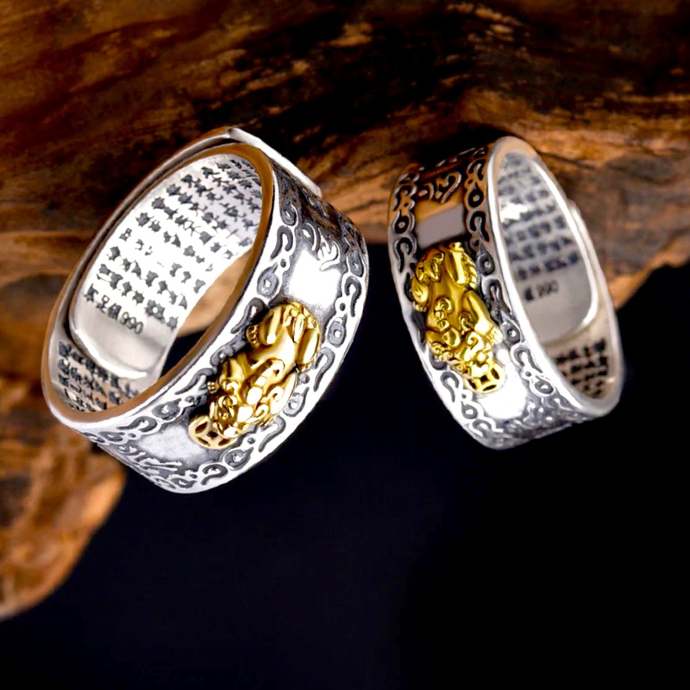 Feng Shui Pixiu Mantra men ring, to attract wealth protection in your life.